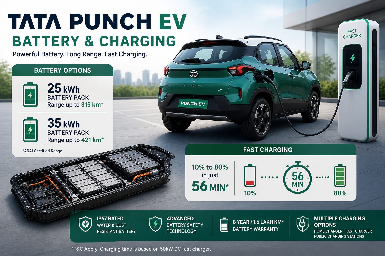 Tata Punch EV battery and charging
