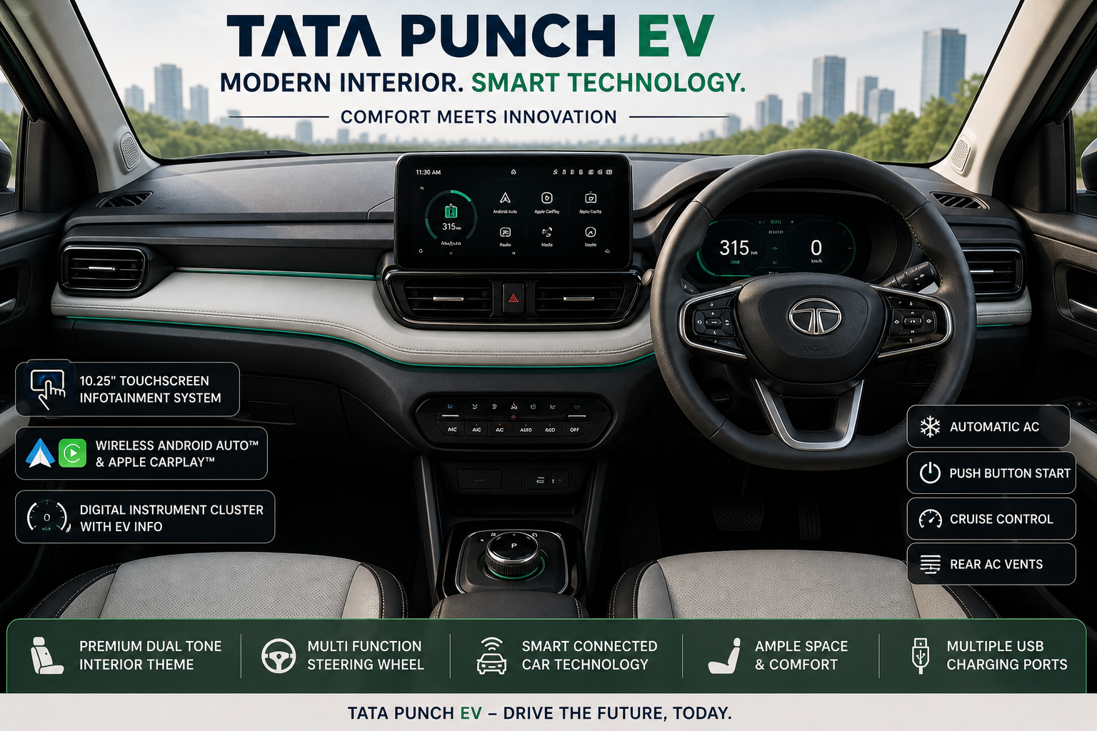 Tata Punch EV interior features