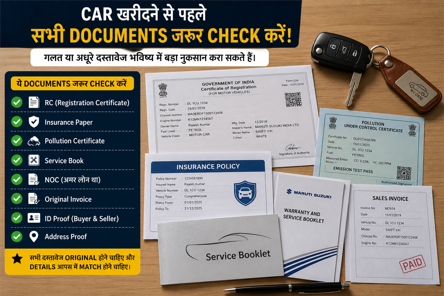 Used car documents verification process