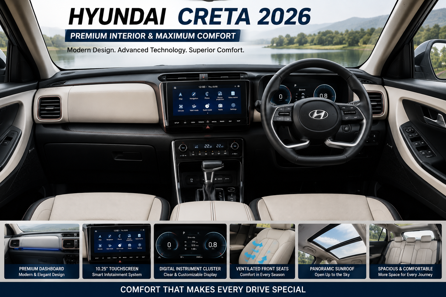 Hyundai Creta interior dashboard and comfort
