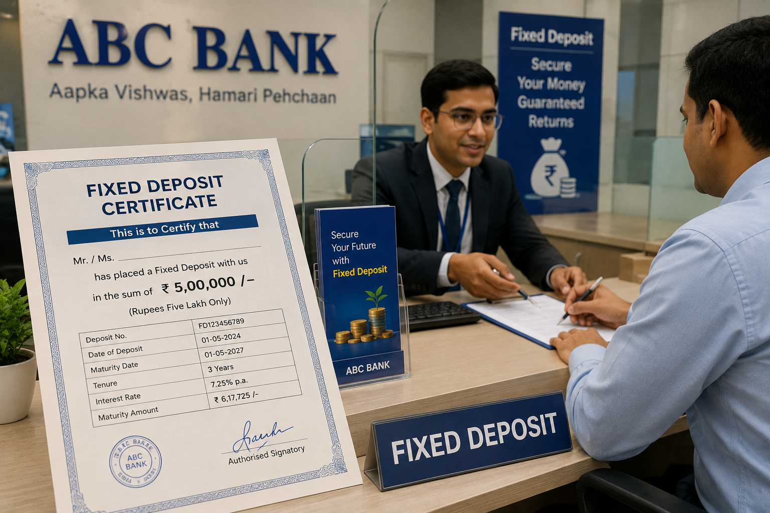 Bank fixed deposit investment concept